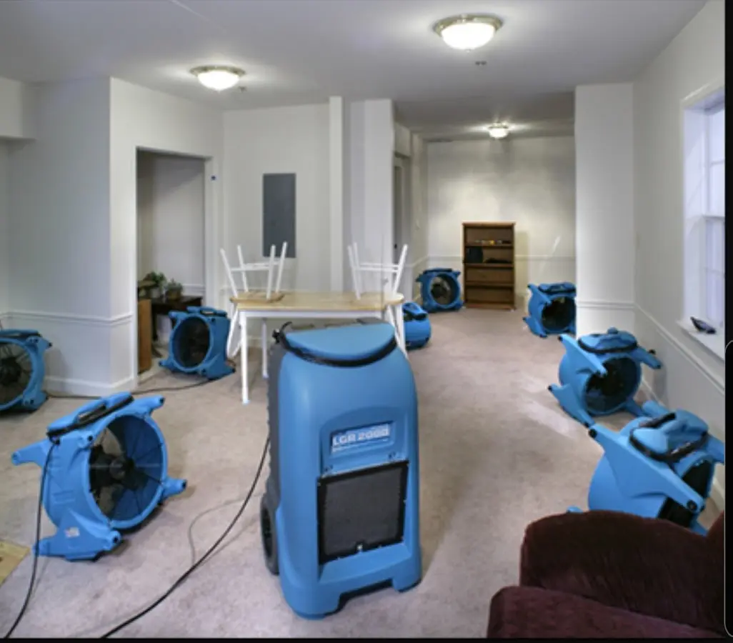 Air movers and dehumidifier setup for Water Extraction & Removal in Talladega
